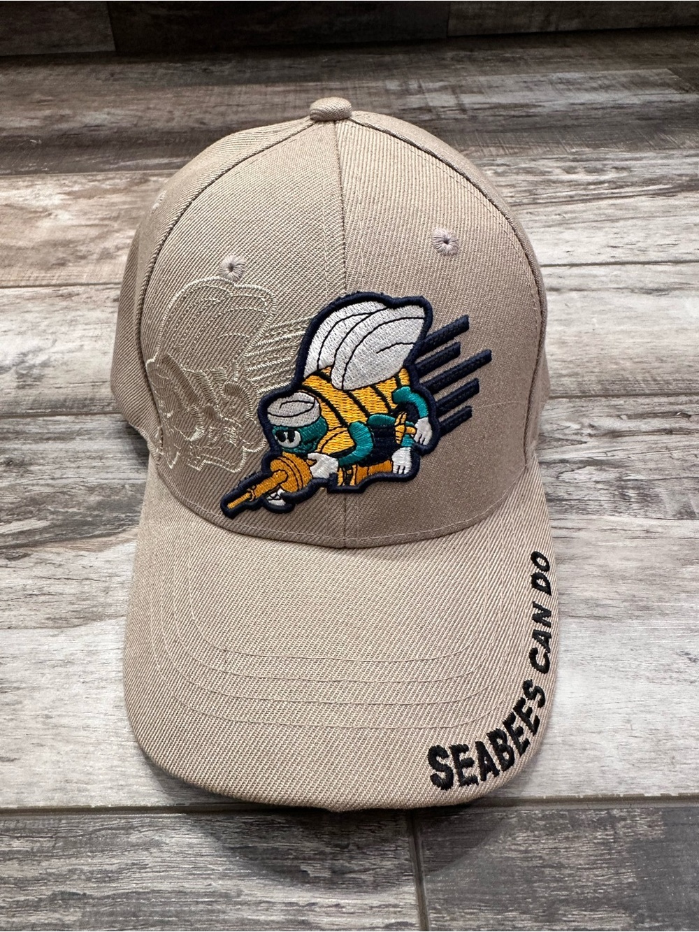 Seabees Embroidered Beige Men's Cap United States Navy